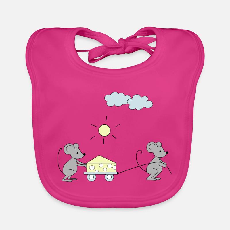 Deux souris - Bavoir bio Bébé - fuchsia