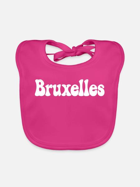 Brüsseler Retro Groovy White - Baby Bio-Lätzchen - Fuchsia