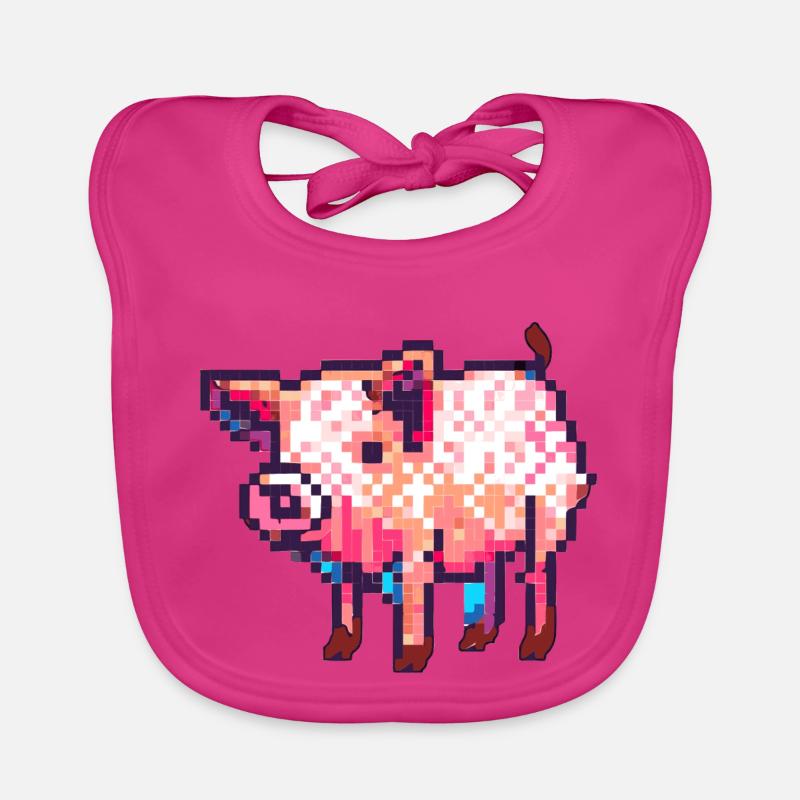8 Bit Schwein in retro Pixel Grafik Baby Bio-Lätzchen