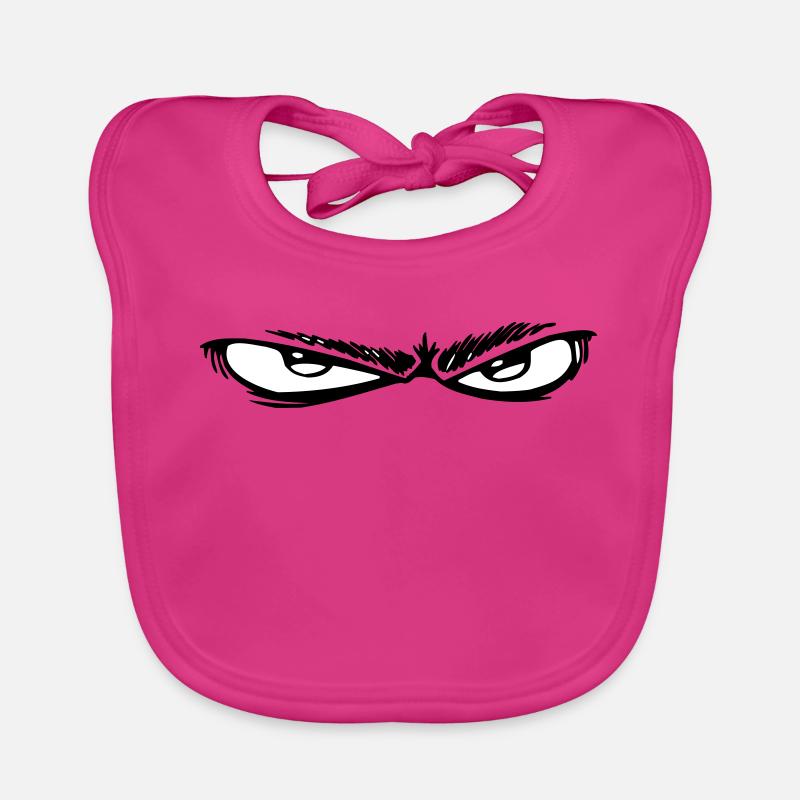 Yeux de nuit noir et blanc - Bavoir bio Bébé - fuchsia