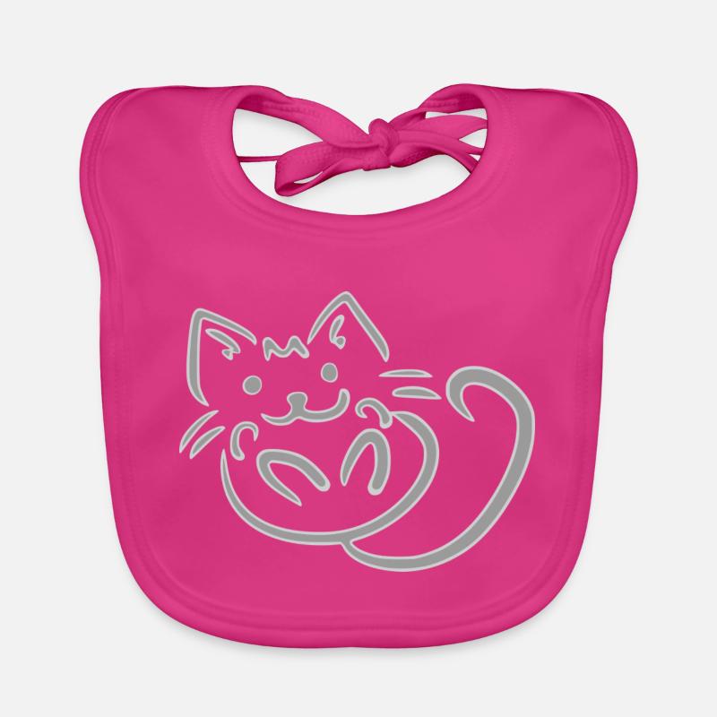 chat gris - Bavoir bio Bébé - fuchsia