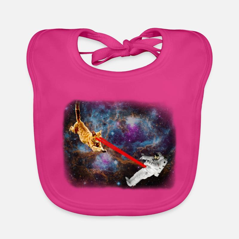 Chat spatial Spacecat - Bavoir bio Bébé - fuchsia