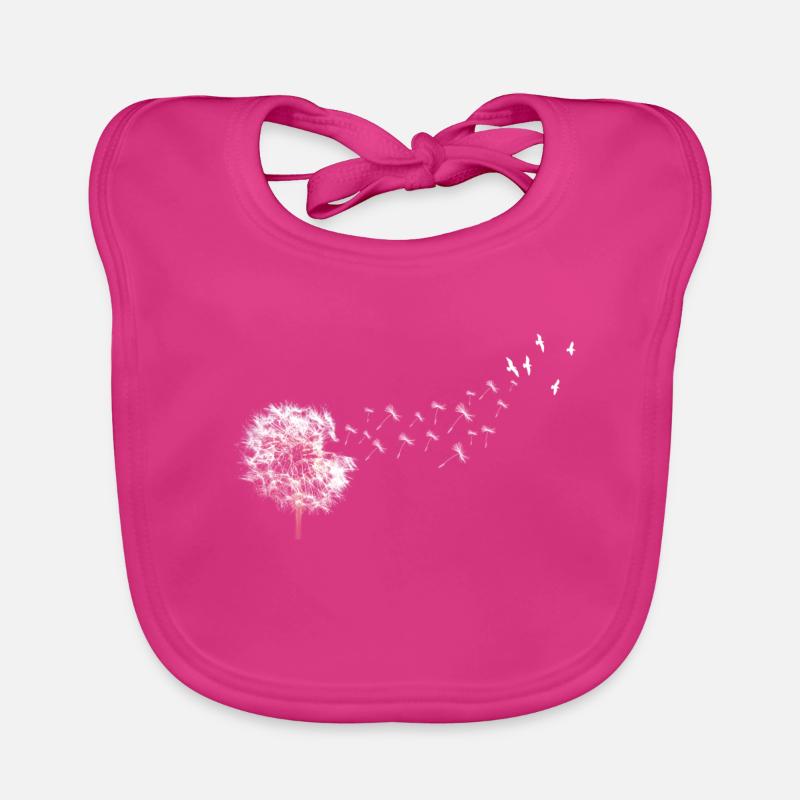 Pusteblume Vögel Blume - Baby Bio-Lätzchen - Fuchsia
