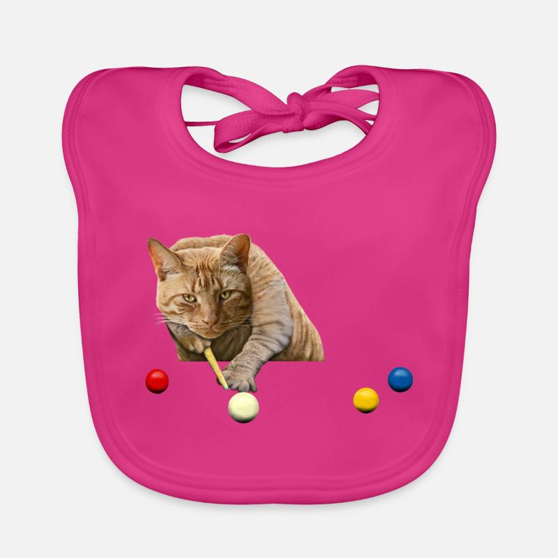SNOOKER CAT - CAT PLAYING SNOOKER - POOL BILLARD Baby Bio-Lätzchen