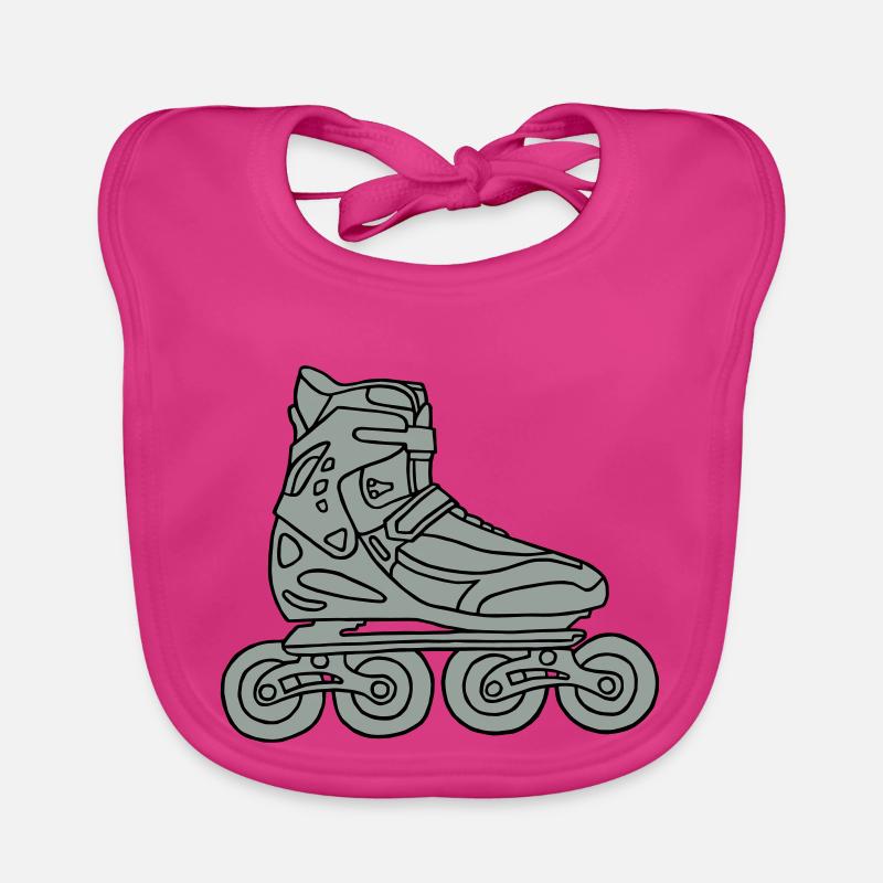 Roller en ligne 2 - Bavoir bio Bébé - fuchsia