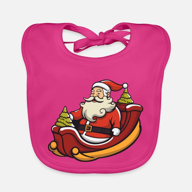 Logo du Père Noël - Bavoir bio Bébé - fuchsia