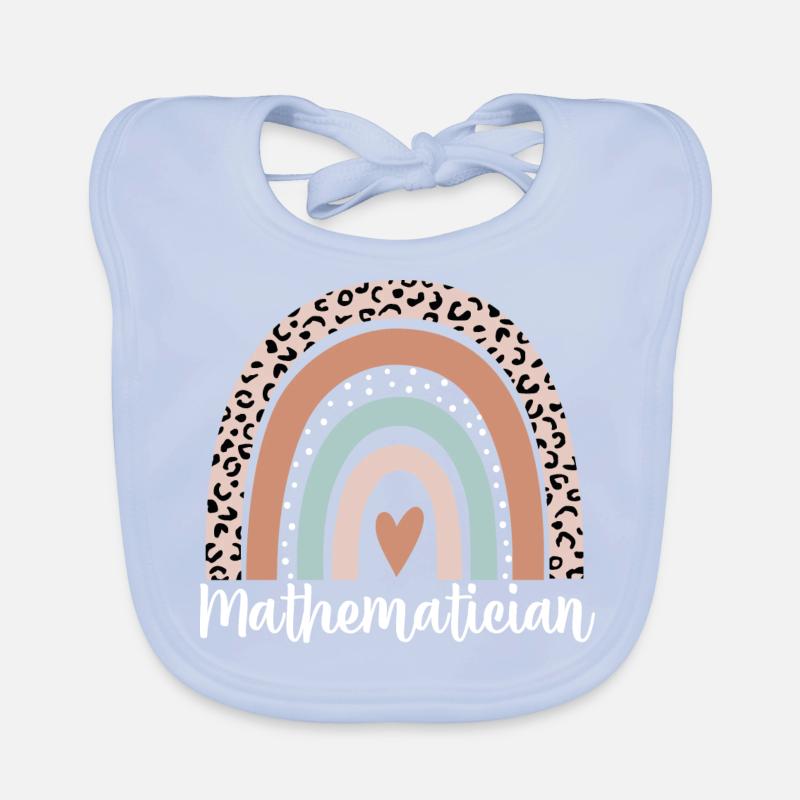 Mathematician Rainbow Leopard Funny Mathematician Organic Baby Bibs