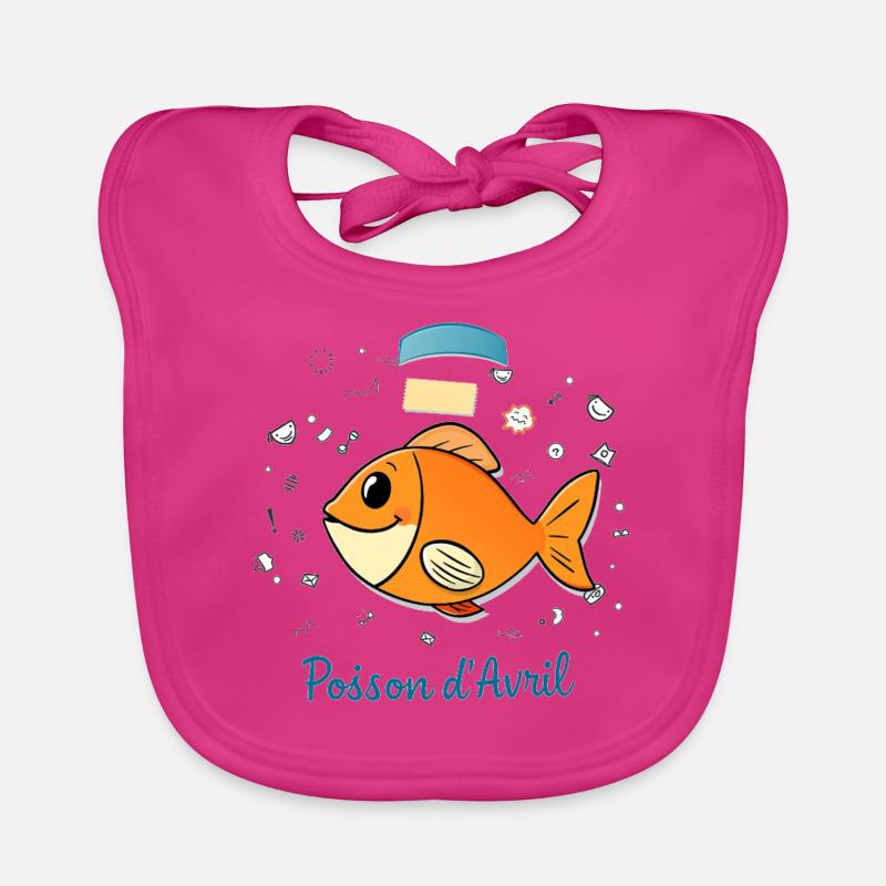 Poisson d'Avril - Orange Cartoon Fish Organic Baby Bibs
