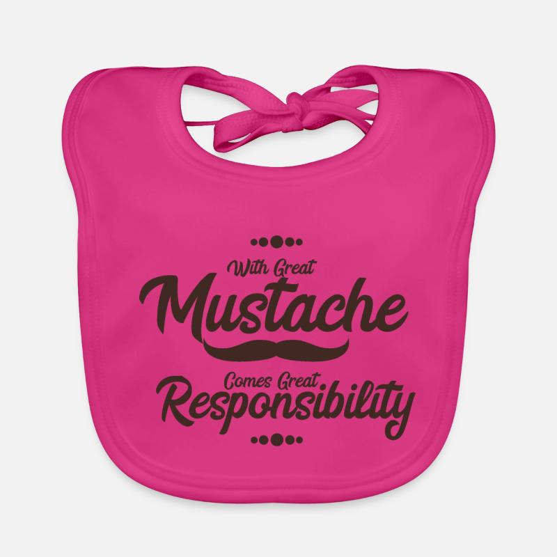 Moustache - moustache barbe - Bavoir bio Bébé - fuchsia