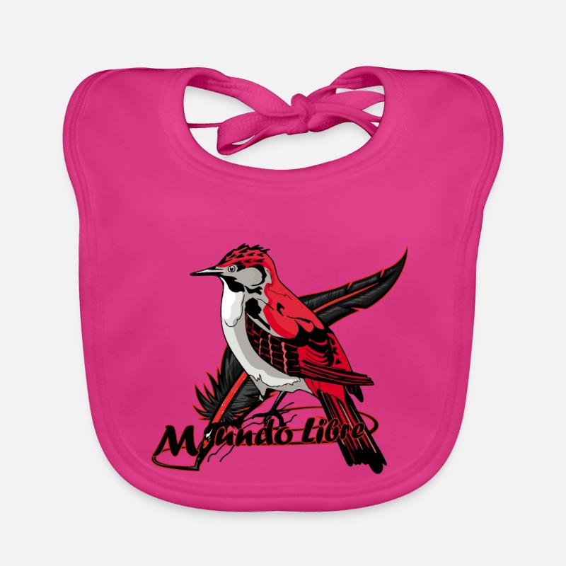 Red Flytrap Bird - Organic Baby Bibs - fuchsia