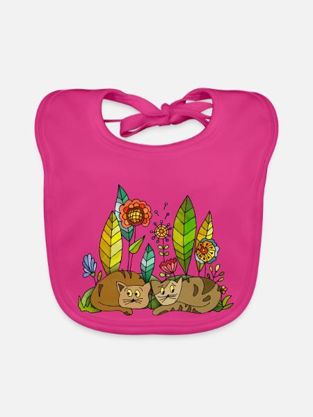 Chats - Bavoir bio Bébé - fuchsia - Devant