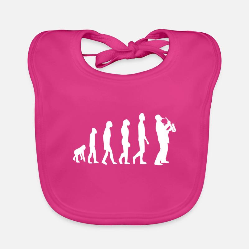 Saxophon Saxophonist Evolution - Baby Bio-Lätzchen - Fuchsia