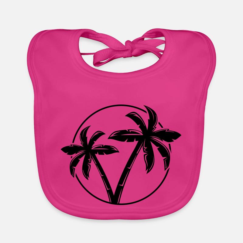 Cercle de silhouette de palmier - Bavoir bio Bébé - fuchsia