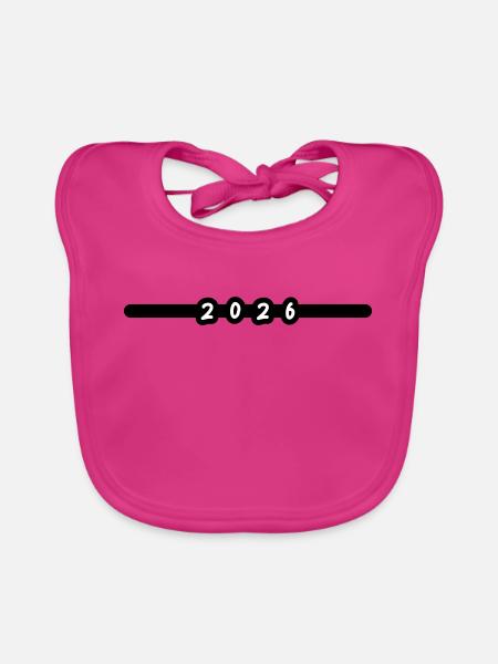2026 year - Organic Baby Bibs - fuchsia - Front