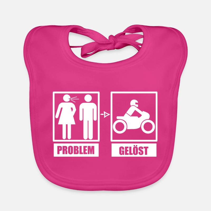 Problem Gelöst- Motorrad - Baby Bio-Lätzchen - Fuchsia