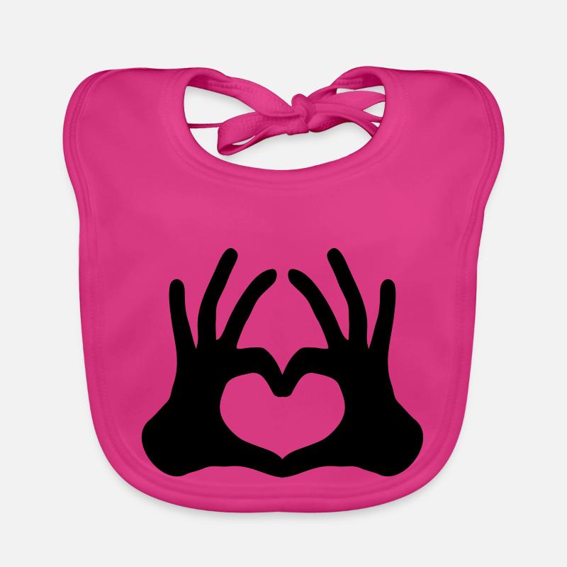 outlined 2 haende paar hand sign half heart Organic Baby Bibs