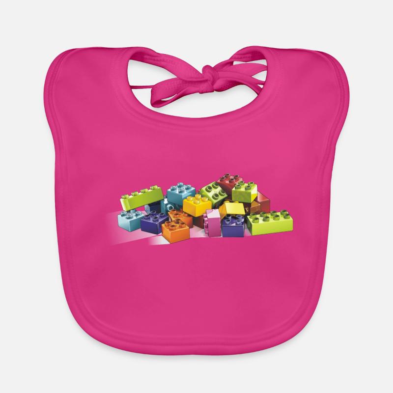 blocs de construction - Bavoir bio Bébé - fuchsia