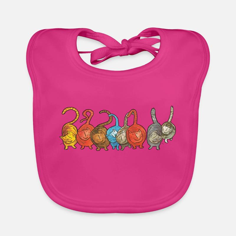 Chat chats - Bavoir bio Bébé - fuchsia