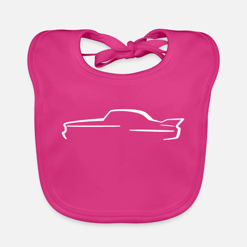 Car-Silhouette | Oldtimer | Heckflosse | W - Baby Bio-Lätzchen - Fuchsia