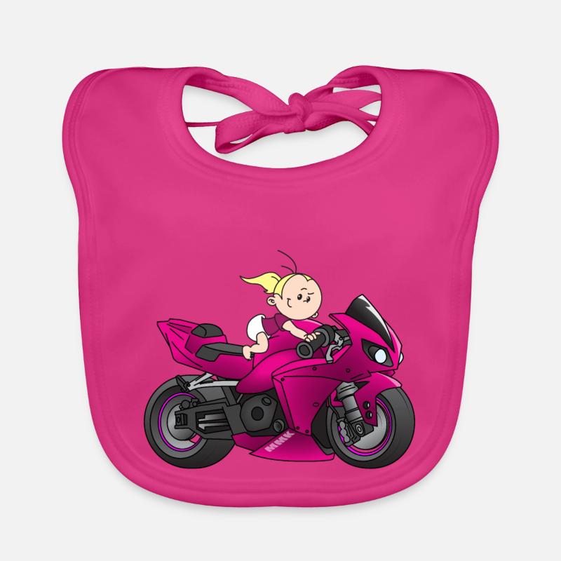 Fille de moteur - Bavoir bio Bébé - fuchsia