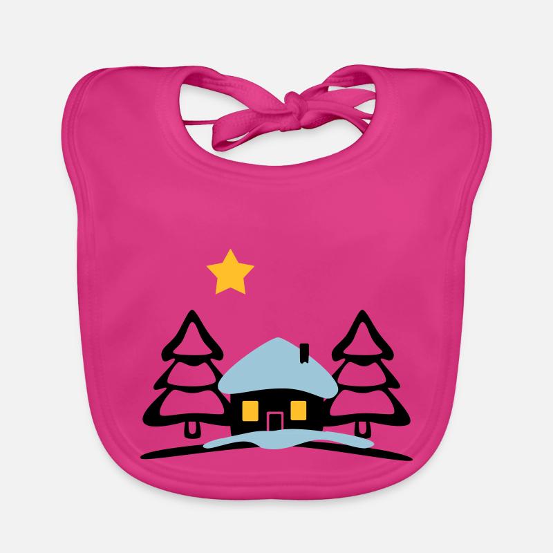 Maison de Noël au Pôle Nord - Bavoir bio Bébé - fuchsia
