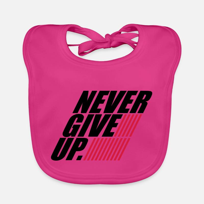 stripes design never give up logo never give up Organic Baby Bibs