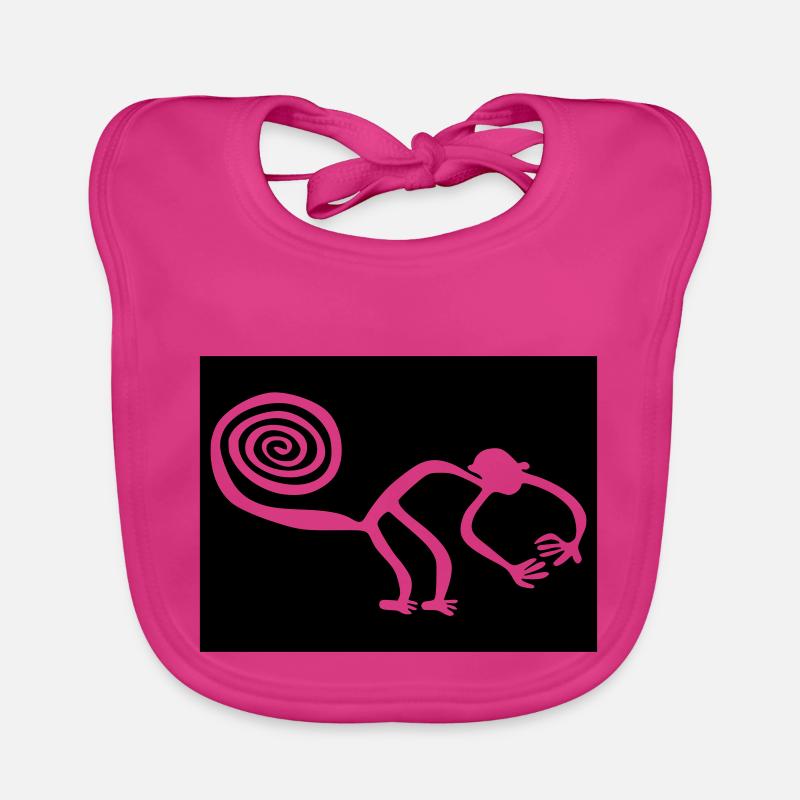 Singe de Nazca (récréation) - Bavoir bio Bébé - fuchsia