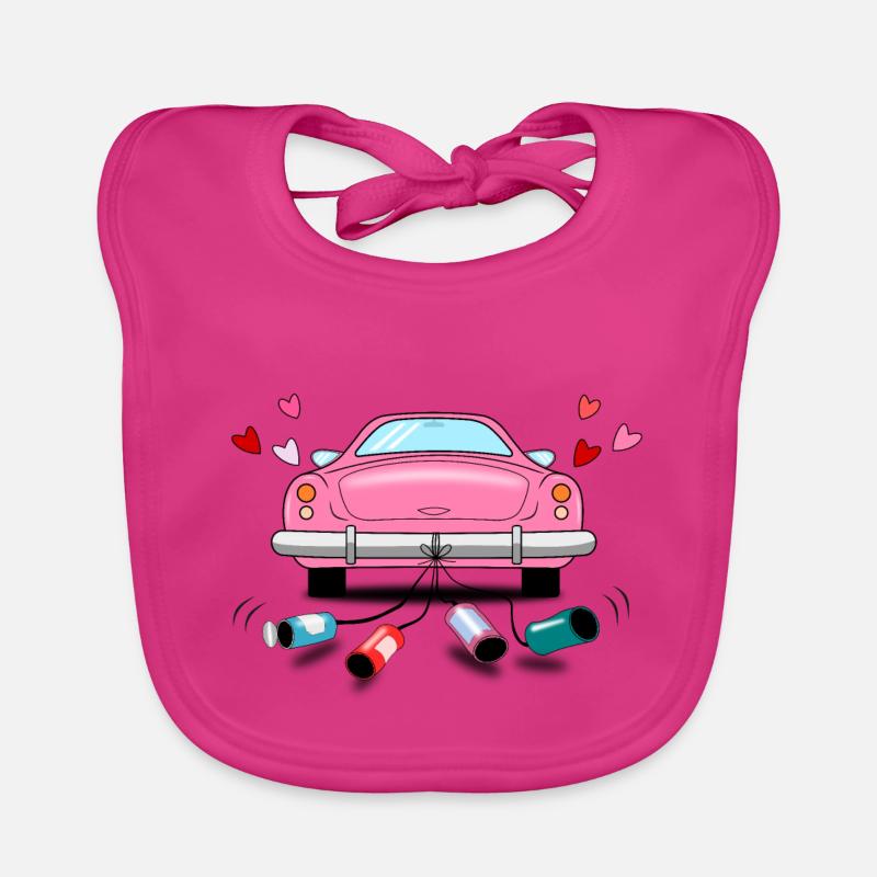 Wedding Car Pink Wedding Organic Baby Bibs