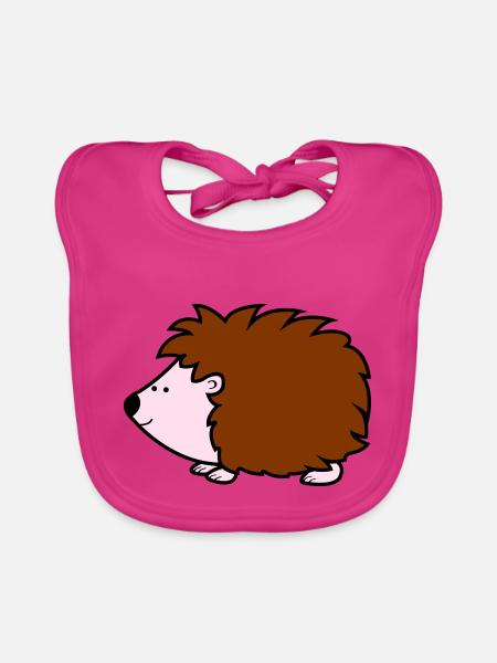 hedgehog - Organic Baby Bibs - fuchsia - Front