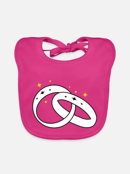 Trauringe zur Verlobung2 - Baby Bio-Lätzchen - Fuchsia - Vorne