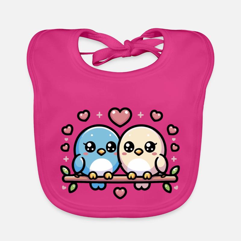 cute lovebirds perched on a branch Organic Baby Bibs