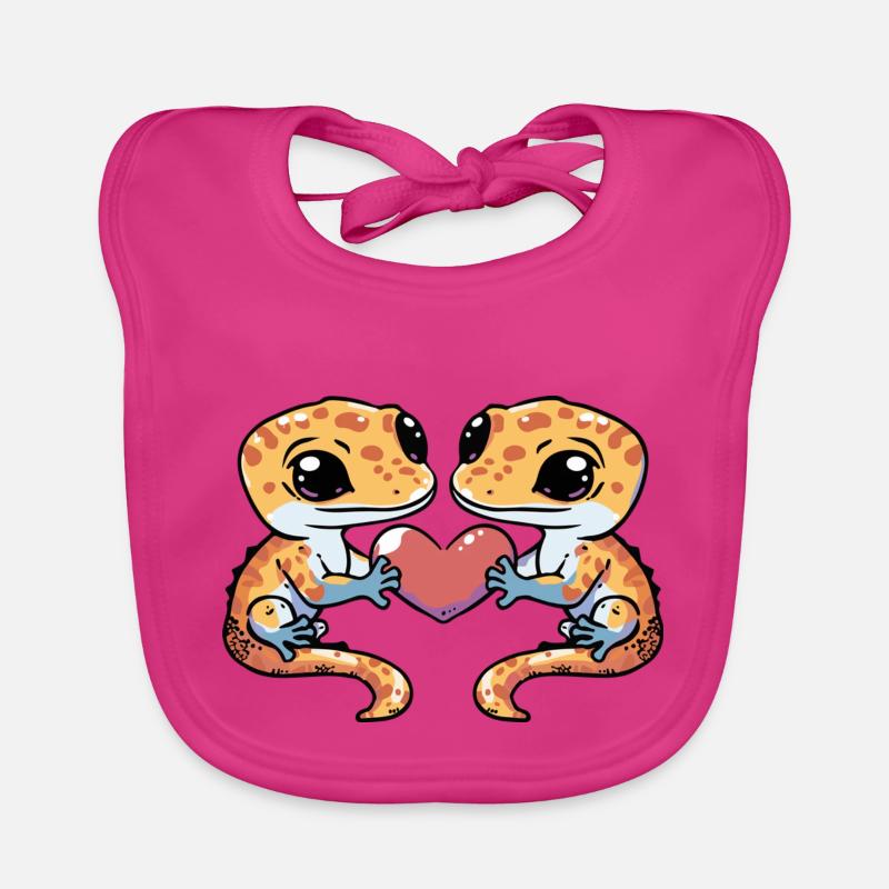 Echse Paar Verliebt Gecko Eidechse Valentinstag Baby Bio-Lätzchen
