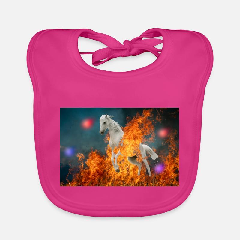 Un cheval en feu. Bavoir bio Bébé