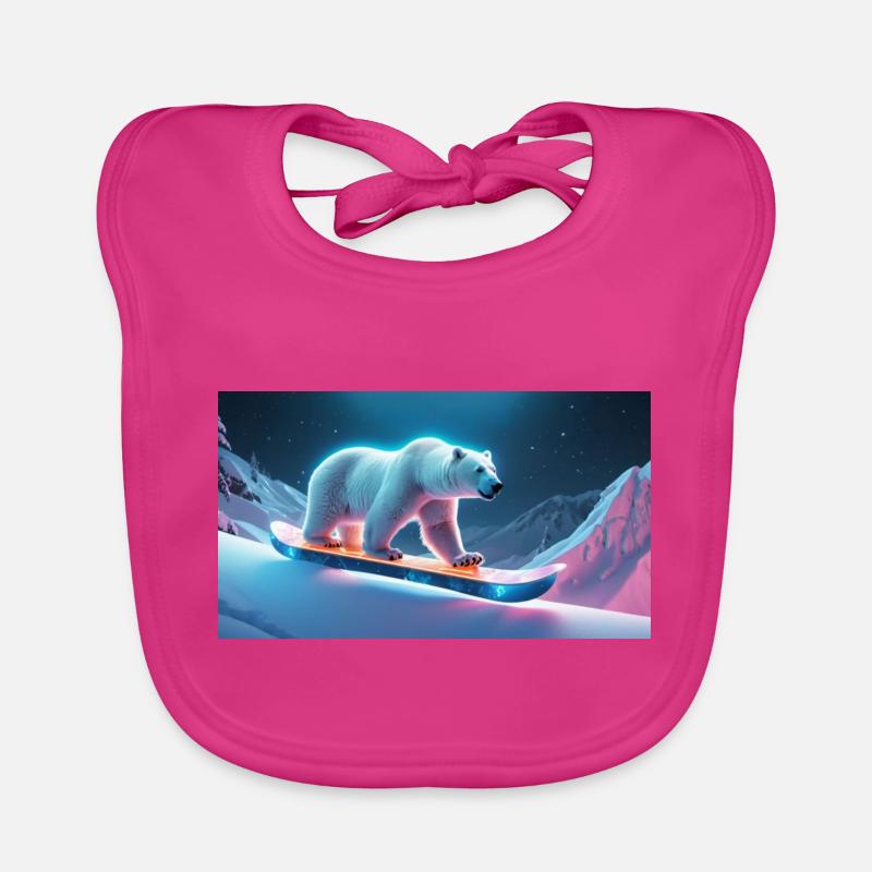 Eisbär auf Snowboard Baby Bio-Lätzchen