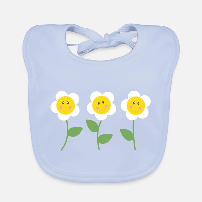 Three smiling daisies Organic Baby Bibs
