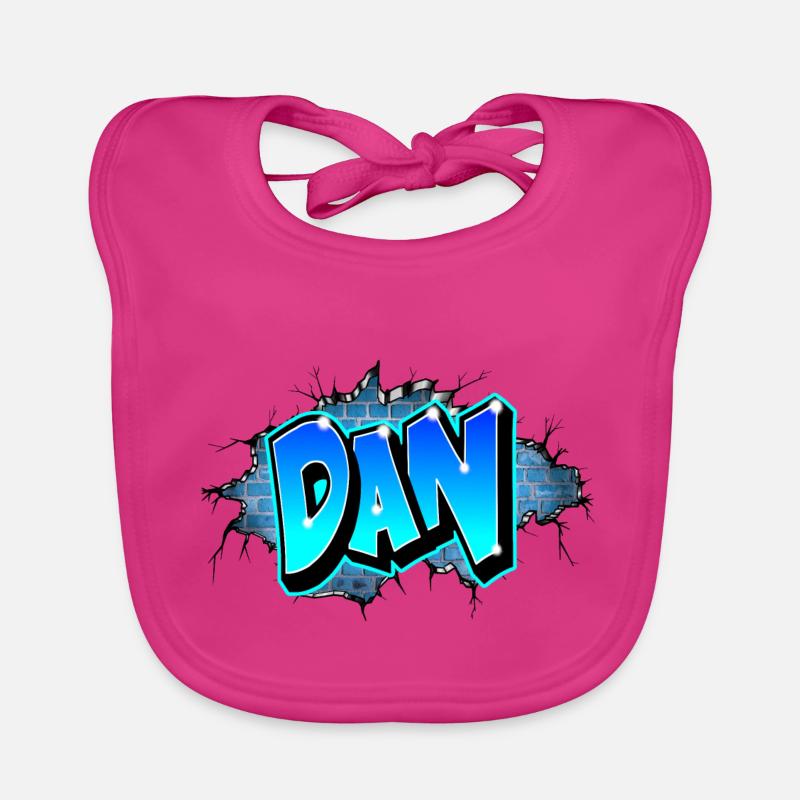 GRAFFITI NAME "DAN" + MUR FISSURE BRIQUE Bavoir bio Bébé