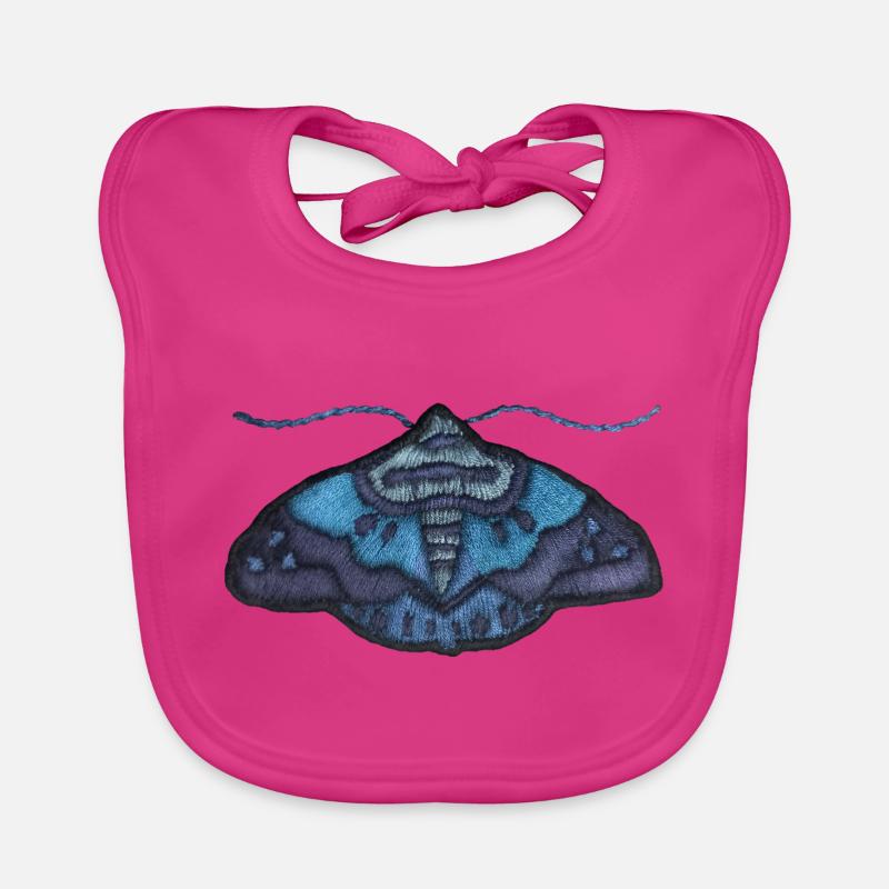 Blue moth – unique embroidered pattern Organic Baby Bibs