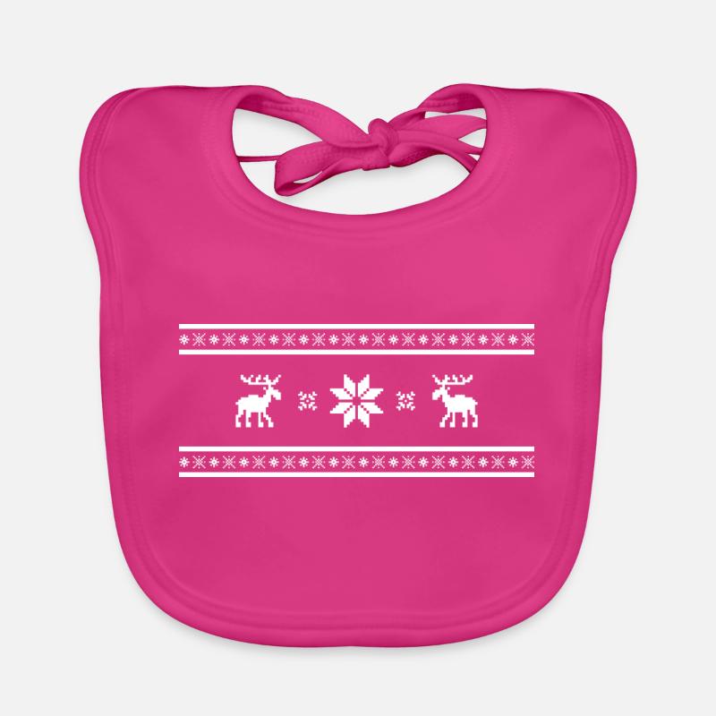 Weihnachtspullover - Elch - Schnee - Winter Baby Bio-Lätzchen