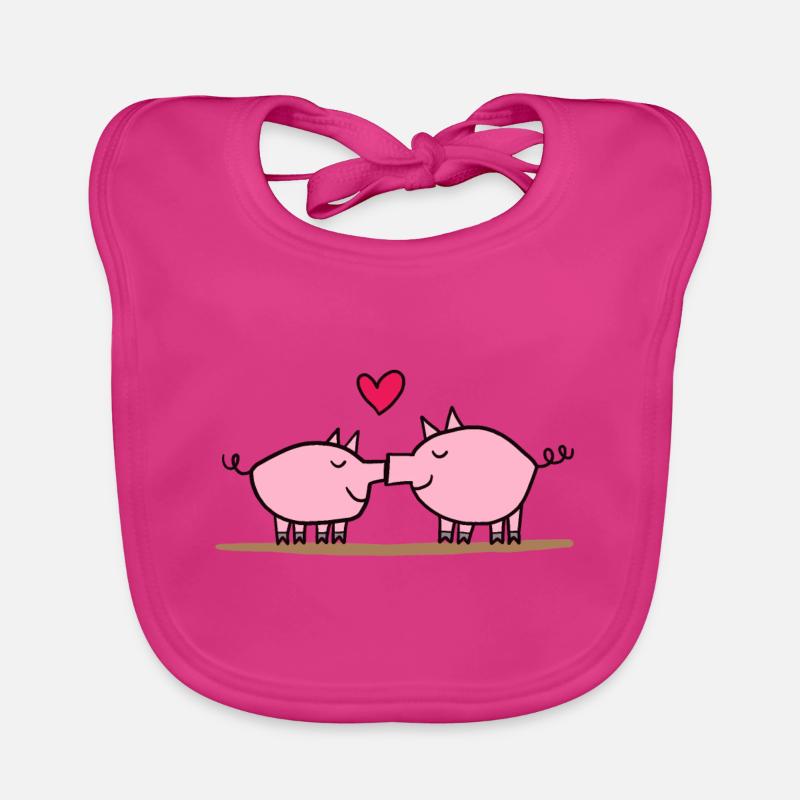 Baiser de cochon, baiser de cochons - Bavoir bio Bébé - fuchsia