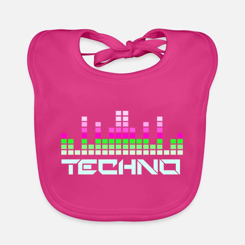 Musique techno - Bavoir bio Bébé - fuchsia