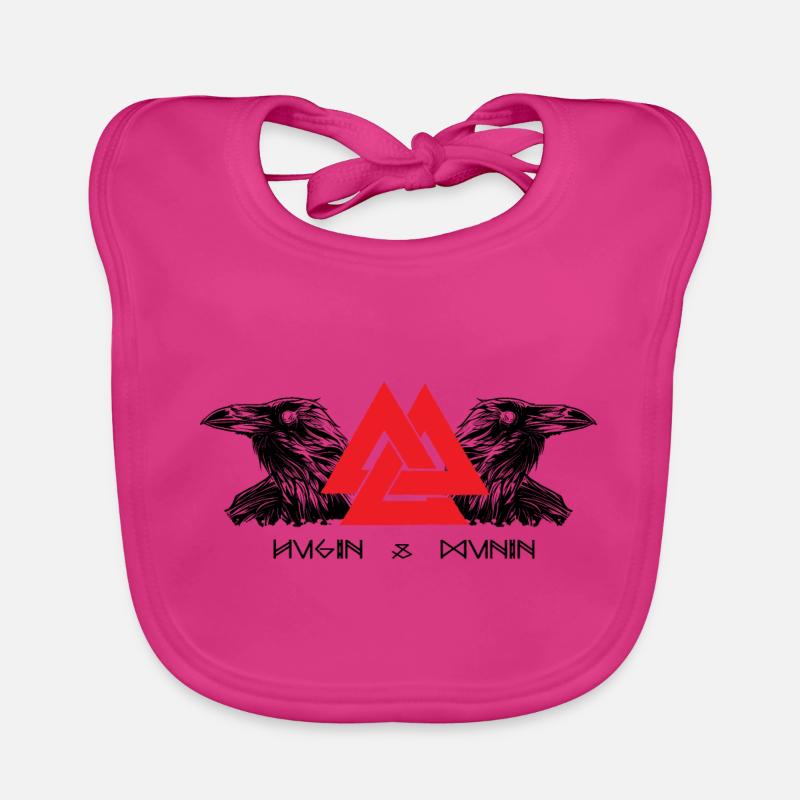 Hugin & Munin Vikings Corbeaux d’Odin Design celtique Bavoir bio Bébé