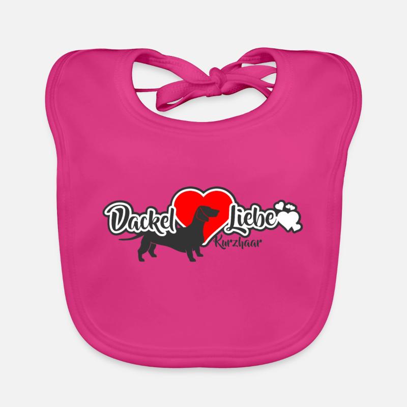 DackelLiebe Kurzhaar Dackel - Baby Bio-Lätzchen - Fuchsia