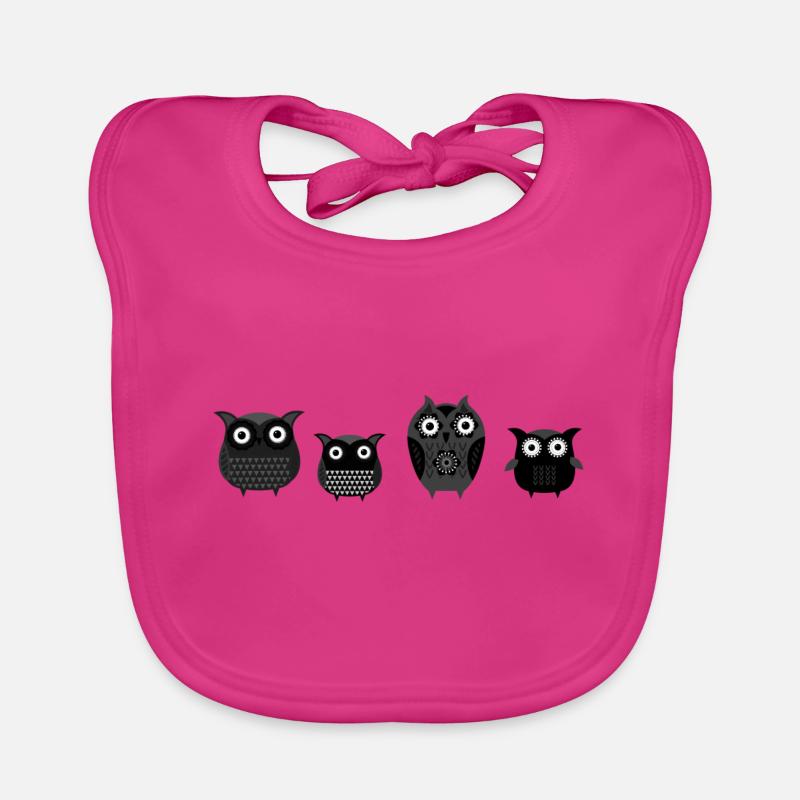 Eule, Eulen, owls, nerd, Illustrationen, comic - Baby Bio-Lätzchen - Fuchsia