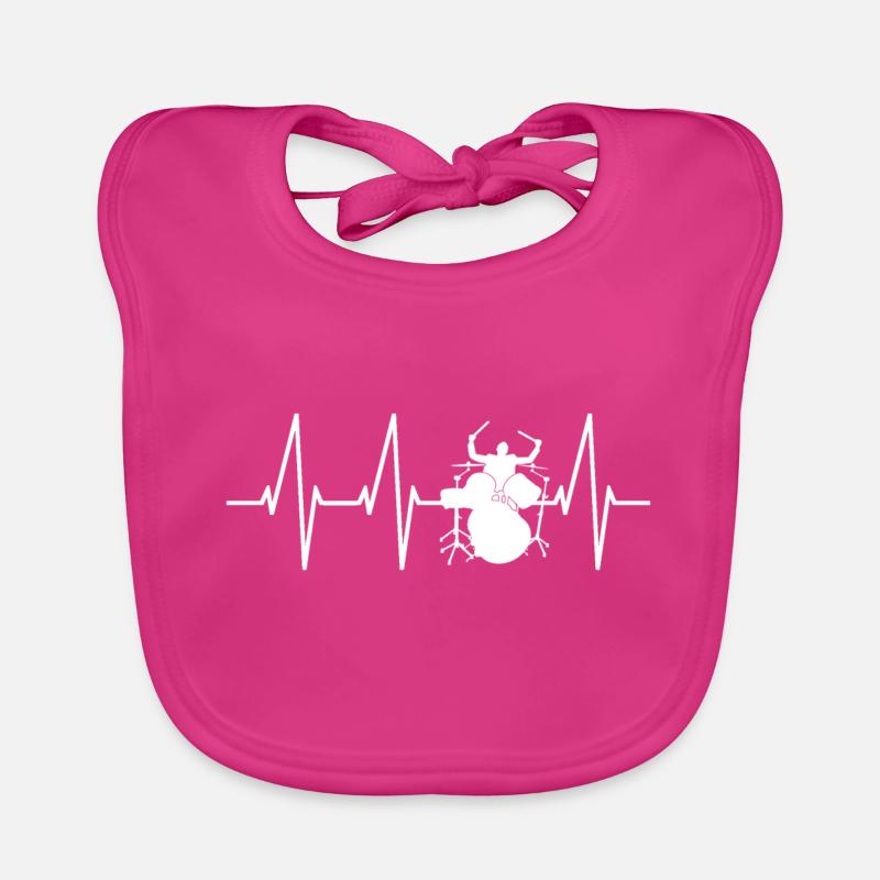 Batteur Drums Heartbeat Pulse - Bavoir bio Bébé - fuchsia