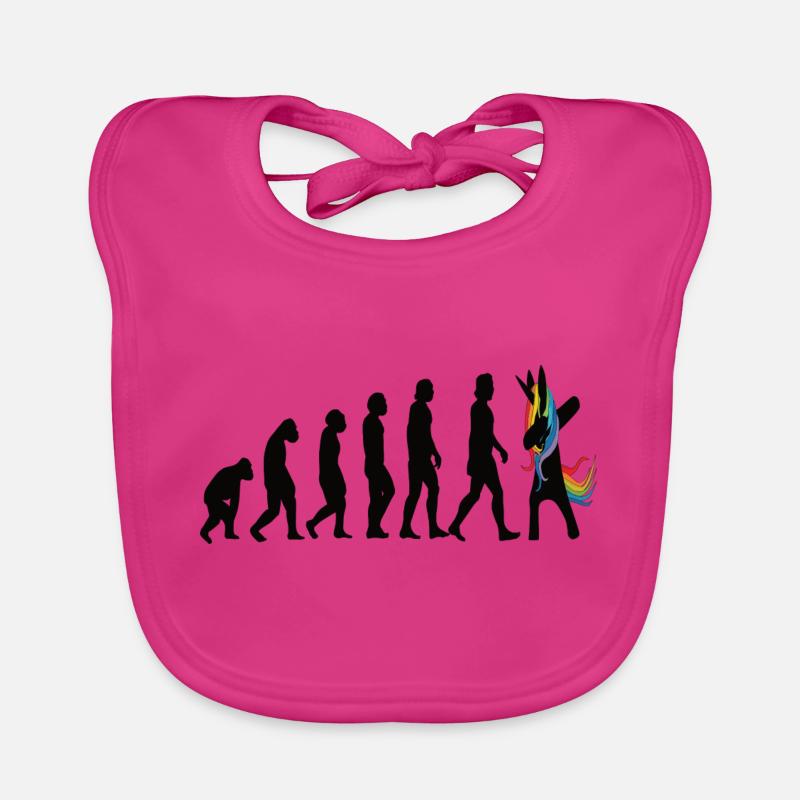 Einhorn Evolution - Unicorn Evolution - Baby Bio-Lätzchen - Fuchsia