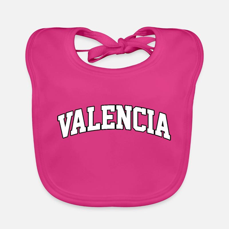 Valencia logo: Collegiate design with vibrant style Organic Baby Bibs