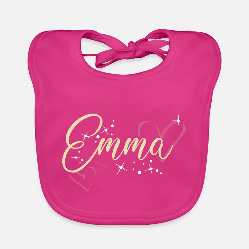 Emma Nom Prénom Calligraphie coeur Bavoir bio Bébé