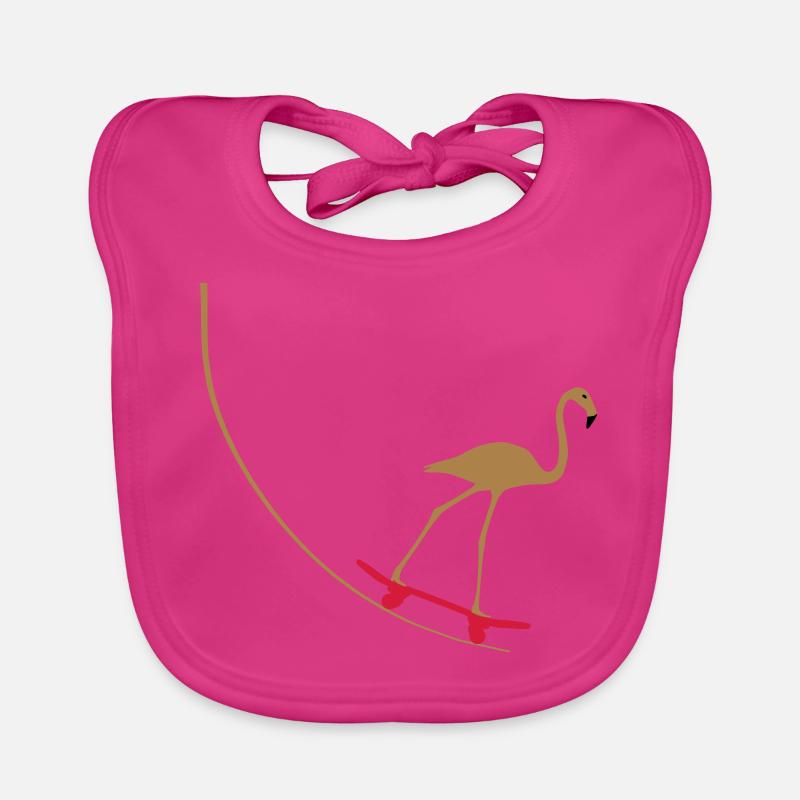 Flamingo sur planche à roulettes - Bavoir bio Bébé - fuchsia