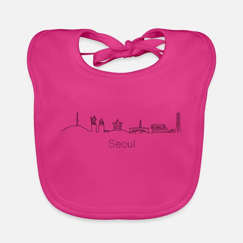 Séoul Corée du Sud Skyline - Bavoir bio Bébé - fuchsia