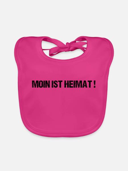 Moin Sprüche Hamburg Norden Heimat Geschenk - Baby Bio-Lätzchen - Fuchsia - Vorne